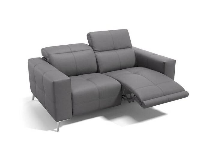 Sofanella 2-Sitzer Ledersofa MARBELLA 2-Sitzer italienisch verstellbar in Grau, grau, Grau von sofanella