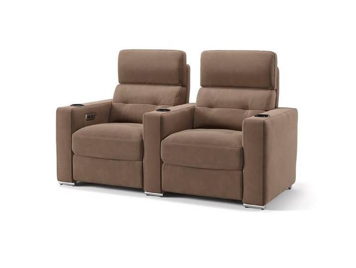 Sofanella 2-Sitzer Stoff BARI, Relaxsofa, Designsofa, Designer Couch, Italienisches Sofa, 2er Sofa, braun, Getränkehalterung von sofanella
