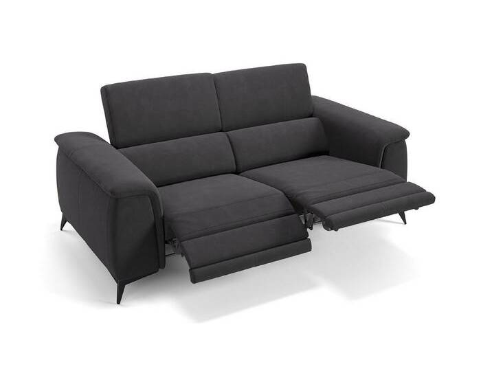 Sofanella 2-Sitzer Stoff LIVORNO, Relaxsofa, Designsofa, Designer Couch, Italienisches Sofa, 2er Sofa, schwarz von sofanella