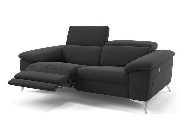Sofanella 2-Sitzer Stoff STELLA, Relaxsofa, Designsofa, Designer Couch, Italienisches Sofa, 2er Sofa, schwarz von sofanella