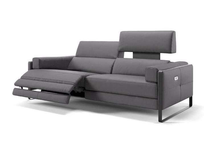 Sofanella 3-Sitzer Leder MILO, Relaxcouch, Designersofa, Designer Sofa, 3er Couch, Sofagarnitur, grau von sofanella