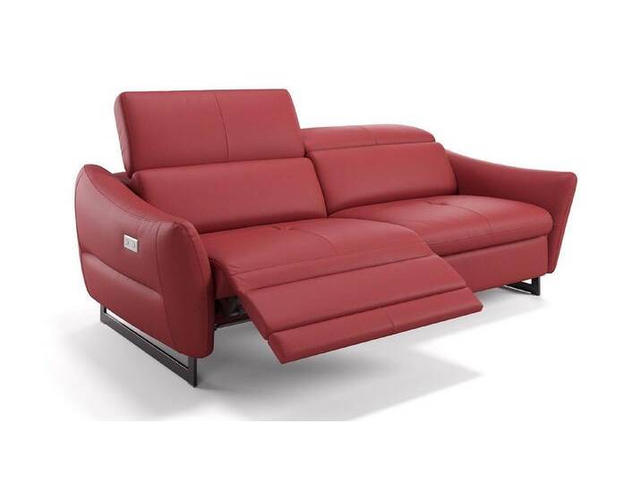 Sofanella 3-Sitzer Leder MODENA, Relaxcouch, Designersofa, Designer Sofa, 3er Couch, Sofagarnitur, rot von sofanella