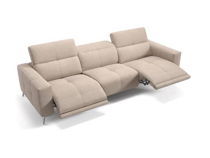 Sofanella 3-Sitzer MARBELLA Dreisitzer Stoffgarnitur Sitzverstellung Stoffsofa, Creme von sofanella