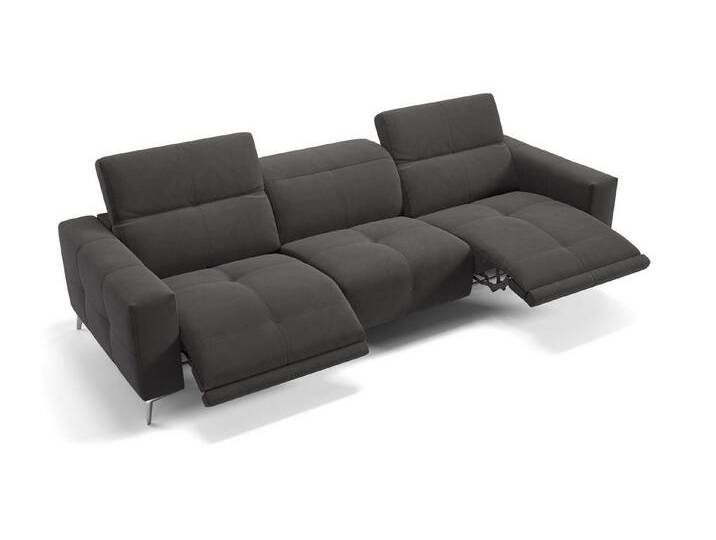 Sofanella 3-Sitzer MARBELLA Dreisitzer Stoffgarnitur Sitzverstellung Stoffsofa, grau, Dunkelgrau von sofanella