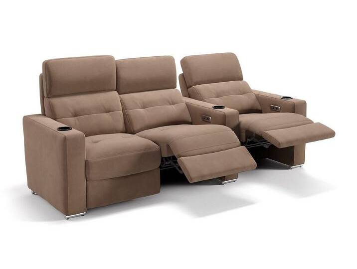 Sofanella 3-Sitzer Stoff BARI, Relaxcouch, Designersofa, Designer Sofa, 3er Couch, Sofagarnitur, braun, Getränkehalterung mit Kühl- & Wärmefunktion von sofanella