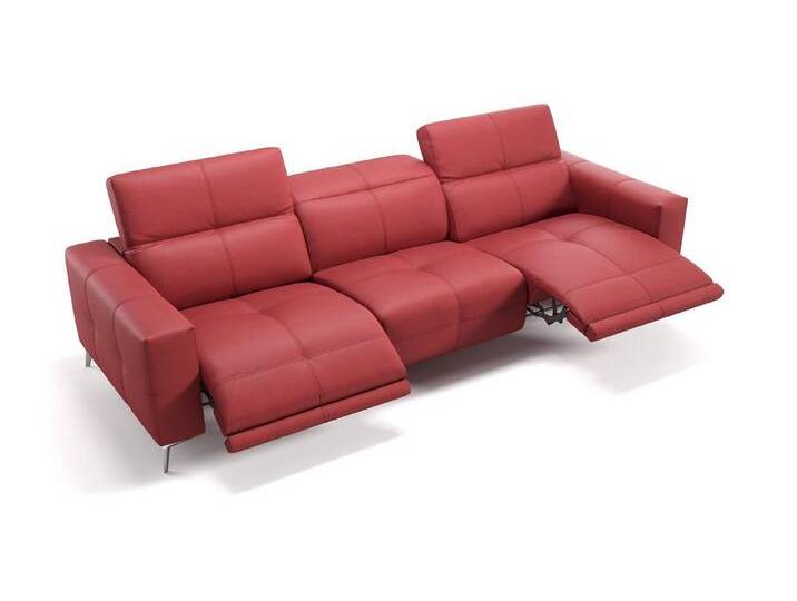 Sofanella 3-Sitzer XXL-Sofa Ledercouch MARBELLA 3-Sitzer Echtleder, rot, Rot von sofanella