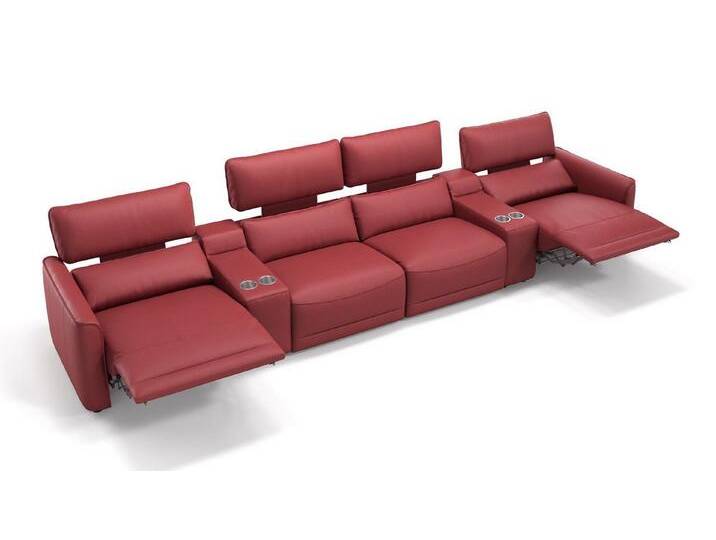 Sofanella 4-Sitzer Leder GALA, Heimkinosofa, Kinocouch, Funktionssofa, Kinosofa, Leder Sofas, rot von sofanella