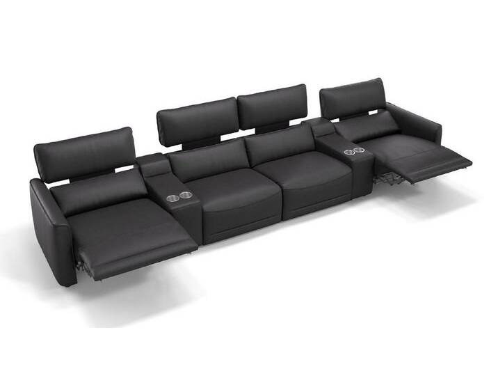 Sofanella 4-Sitzer Leder GALA, Heimkinosofa, Kinocouch, Funktionssofa, Kinosofa, Leder Sofas, schwarz von sofanella