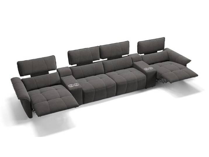 Sofanella 4-Sitzer Stoff ADRIA, Heimkinosofa, Kinocouch, Funktionssofa, Kinosofa, Stoff Sofas, grau von sofanella