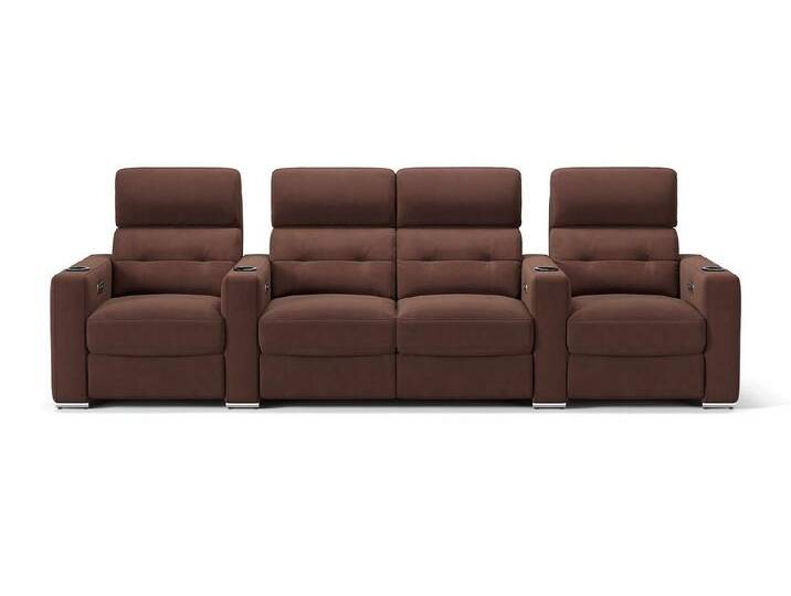 Sofanella 4-Sitzer Stoff BARI, Heimkinosofa, Kinocouch, Funktionssofa, Kinosofa, Stoff Sofas, braun, Getränkehalterung von sofanella