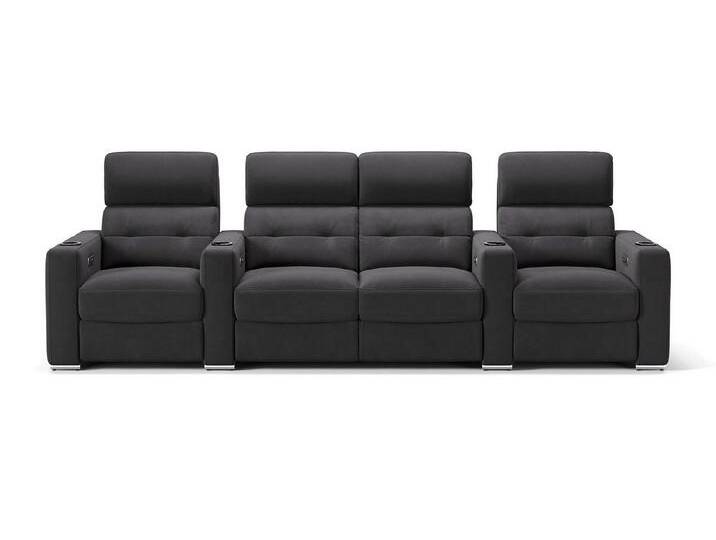 Sofanella 4-Sitzer Stoff BARI, Heimkinosofa, Kinocouch, Funktionssofa, Kinosofa, Stoff Sofas, schwarz, Getränkehalterung mit Kühl- & Wärmefunktion von sofanella