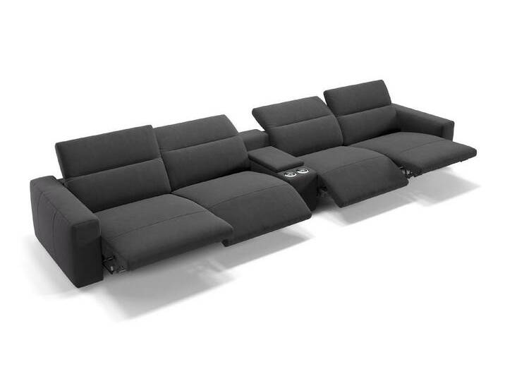 Sofanella 4-Sitzer Stoff LENOLA, Heimkinosofa, Kinocouch, Funktionssofa, Kinosofa, Stoff Sofas, schwarz von sofanella