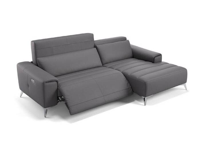 Sofanella Ecksofa Leder BELLA, Eckcouch, Ecksofa, Sitzecke, Polsterecke, Leder Sofas, Ledersofa, grau von sofanella