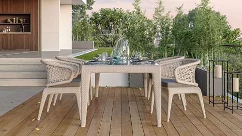 sofanella KAPSTADT Gartenstuhl mit Armlehne - Hochwertiger Garten Outdoor-Stuhl italienisches Design - Designer Terrassenstuhl - Creme von sofanella