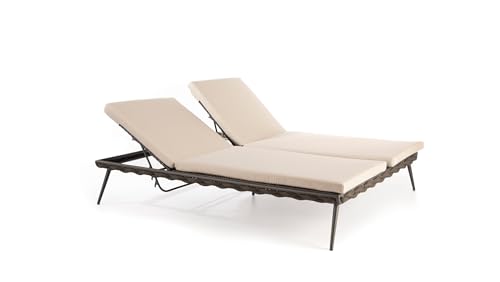 sofanella Lanzarote Doppelliege - Hochwertige Garten Doppelbettliege italienisches Design - Designer Partnerliege - Hellgrau von sofanella