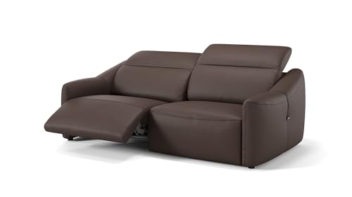 sofanella Leder 2-Sitzer Samoa - Hochwertige Zweisitzer Couch italienisches Design - Designer Ledersofa mit Relax-Sitzverstellung - Braun von sofanella