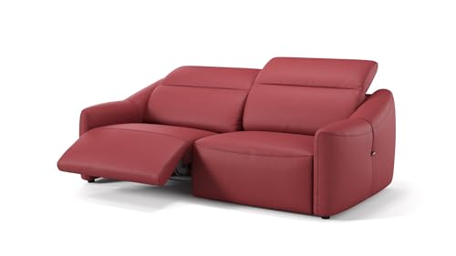 sofanella Leder 2-Sitzer Samoa - Hochwertige Zweisitzer Couch italienisches Design - Designer Ledersofa mit Relax-Sitzverstellung - Rot von sofanella