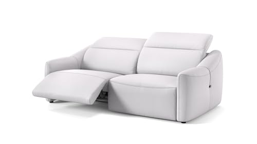 sofanella Leder 2-Sitzer Samoa - Hochwertige Zweisitzer Couch italienisches Design - Designer Ledersofa mit Relax-Sitzverstellung - Weiß von sofanella