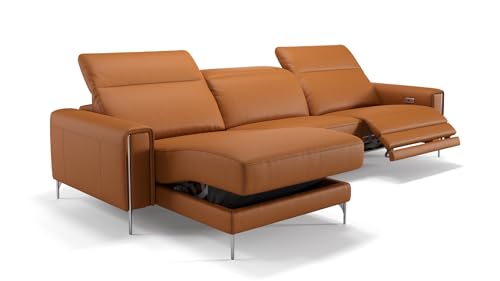 sofanella Leder Ecksofa Bellagio - Designer Sofa L-Form Ausrichtung Links - Hochwertiges Ledersofa verstellbar - Elektrische Relaxfunktion S: 251 Breite x 100 Tiefe von sofanella