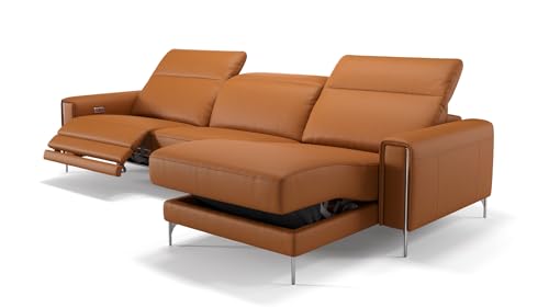 sofanella Leder Ecksofa Bellagio - Designer Sofa L-Form Ausrichtung Rechts - Hochwertiges Ledersofa verstellbar - Elektrische Relaxfunktion S: 251 Breite x 100 Tiefe von sofanella