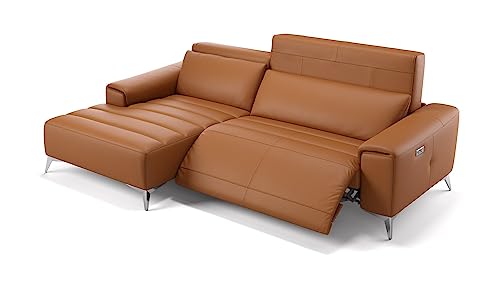 sofanella Leder Ecksofa Mini Bella - Designer Sofa L-Form Ausrichtung Links - Hochwertiges Ledersofa verstellbar - Elektrische Relaxfunktion S: 209 Breite x 100 Tiefe von sofanella