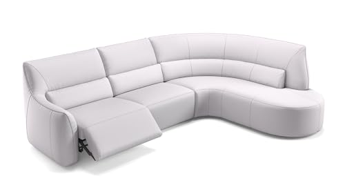 sofanella Leder Ecksofa Pesaro - Designer Sofa L-Form Ausrichtung Rechts - Hochwertiges Ledersofa verstellbar - Elektrische Relaxfunktion M: 291 Breite x 88 Tiefe von sofanella