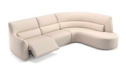 sofanella Leder Ecksofa Pesaro - Designer Sofa L-Form Ausrichtung Rechts - Hochwertiges Ledersofa verstellbar - Elektrische Relaxfunktion M: 291 Breite x 88 Tiefe von sofanella