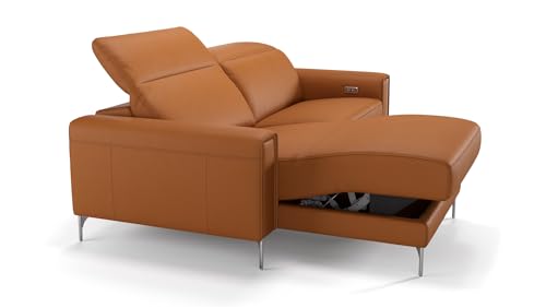sofanella Leder Ecksofa mini Bellagio - Designer Sofa L-Form Ausrichtung Links - Hochwertiges Ledersofa verstellbar - Elektrische Relaxfunktion S: 182 Breite x 100 Tiefe von sofanella
