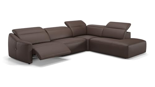 sofanella Leder Wohnlandschaft Samoa - Hochwertige Polstergarnitur Ausrichtung Rechts Braun - Designer Ledersofa mit Relax-Sitzverstellung M: 291 x 247 Breite x 107 Tiefe von sofanella