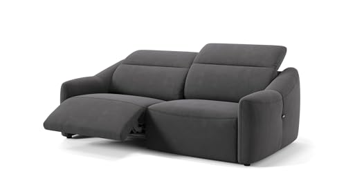 sofanella Stoff 2-Sitzer Samoa - Hochwertige Zweisitzer Couch italienisches Design - Designer Stoffsofa mit Relax-Sitzverstellung - Schwarz von sofanella