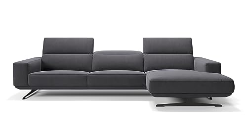 sofanella Stoff Ecksofa Merano - Designer Sofa L-Form Ausrichtung Rechts - Hochwertiges Stoffsofa verstellbar - Verstellbare Kopflehnen M: 288 x 163 Breite x 109 Tiefe von sofanella