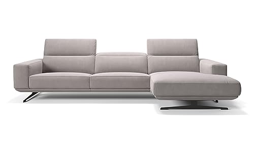sofanella Stoff Ecksofa Merano - Designer Sofa L-Form Ausrichtung Rechts - Hochwertiges Stoffsofa verstellbar - Verstellbare Kopflehnen S: 258 x 163 Breite x 109 Tiefe von sofanella