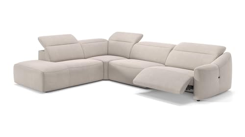 sofanella Stoff Wohnlandschaft Samoa - Hochwertige Polstergarnitur Ausrichtung Links Creme - Designer Stoffsofa mit Relax-Sitzverstellung XXL: 317 x 260 Breite x 107 Tiefe von sofanella
