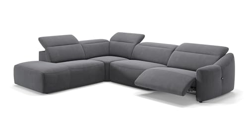 sofanella Stoff Wohnlandschaft Samoa - Hochwertige Polstergarnitur Ausrichtung Links Dunkelgrau - Designer Stoffsofa mit Relax-Sitzverstellung XXL: 317 x 260 Breite x 107 Tiefe von sofanella