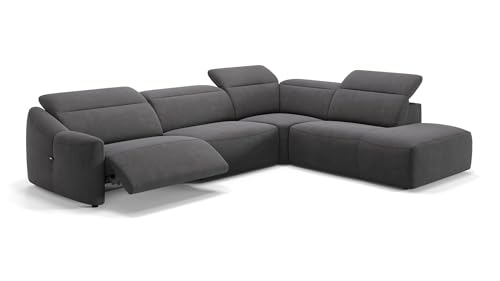 sofanella Stoff Wohnlandschaft Samoa - Hochwertige Polstergarnitur Ausrichtung Rechts Schwarz - Designer Stoffsofa mit Relax-Sitzverstellung XL: 301 x 252 Breite x 107 Tiefe von sofanella
