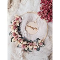 Trockenblumenkranz I Flower Loop White Rosy 25cm Holzring von sofleurDesign