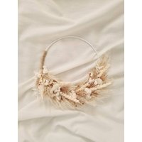 Trockenblumenkranz I Trockenblumenring Flower Loop Hoop Weißer Metallring Beige Pure 20cm von sofleurDesign
