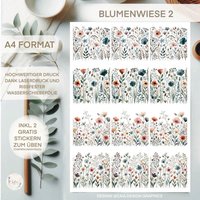 Wasserschiebefolie | Kerzentattoos Blumenwiese 2 Din A 4 von sofleurDesign