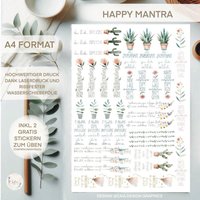 Wasserschiebefolie | Kerzentattoos Happy Mantra| Din A 4 von sofleurDesign