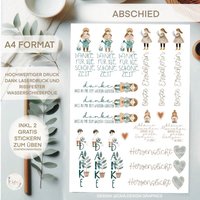 Wasserschiebefolie | Kerzentattoos Kita/Danke Din A 4 von sofleurDesign