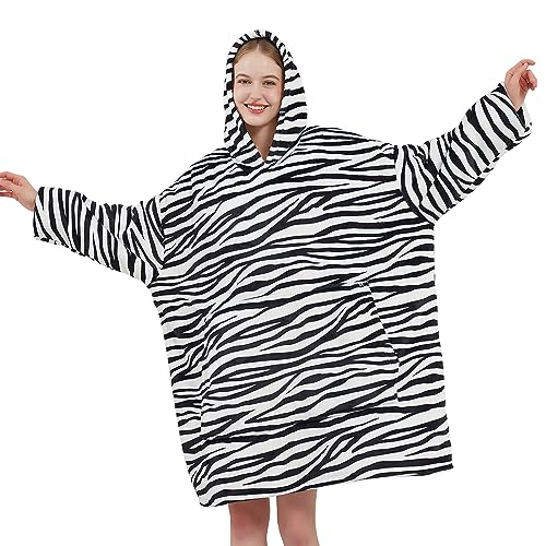 softan Blanket Hoodie, übergroße Sherpa Fleece Wearable Blanket für Frauen & Männer, superwarme und kuschelige Plüsch Flanell Kapuzendecke, Sweatshirt Geschenk mit Riesentasche von softan