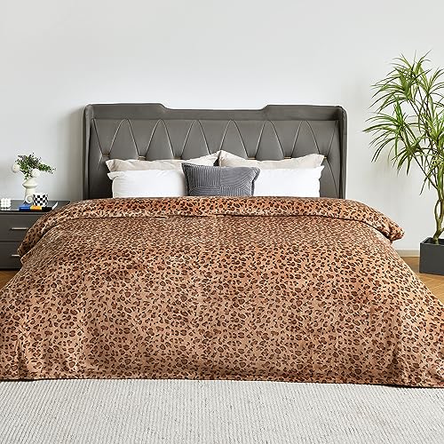 softan Fleece Decke, Neues Leopardenmuster, Leichte & Weiche Flanel Decken für Couch, Bett, Sofa, Luxurious Warm & Gemütlich für alle Jahreszeiten, Geschenk für Weihnachten & Neujahr, 228cm×274cm von softan