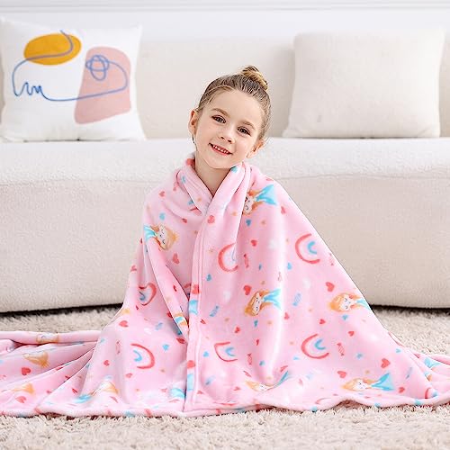 softan Prinzessin Decke für Mädchen, Kinder Decke für Jungen und Mädchen weiches kuscheliges Flanell, Decke für Sofa Couch Bett, Weihnachten Geburtstag Geschenk für Kinder, 130x150CM von softan