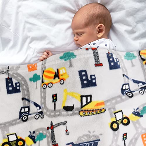 softan Truck Baby Fleece Blanket für Jungen, Toddler Flanelldecke für Bett, Sofa und Couch, Weiche Plüsch-Wärmeempfindlichkeit für Neugeborene, 76x101 cm von softan