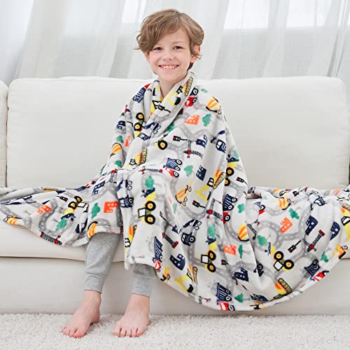 softan Truck Fleece Blanket für Jungen Kinder Fleecedecke für Bett Sofa Couch, LKW Autos Kleinkind Flanell Fleece Decke Geschenk für Jungen Schule Geburtstag, 130x150 cm von softan