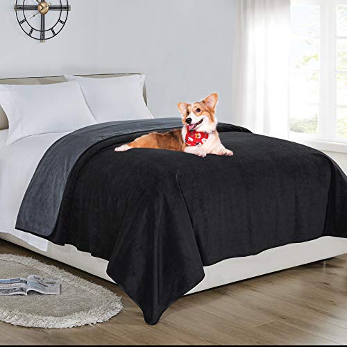 softan Waterproof Blanket Cover 178x230CM für Baby, Erwachsene, Hunde, Katzen oder andere Haustiere, 3-lagiger Schutz und 100% auslaufsichere Decke für Bett, Sofa, leicht zu reinigen, Charcoal & Black von softan