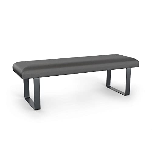 softwalls Polsterbank - Bettbank - gepolsterte Sitzbank aus Leder 140 x 45 cm | Anthrazit | Grau von softwalls