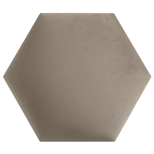 softwalls Wandkissen Hexagon Stoff mit 50mm Polsterung - Bett Kopfteil Wandpolster - Wandverkleidung - Wandpaneele | 40 x 34.5 Beige von softwalls