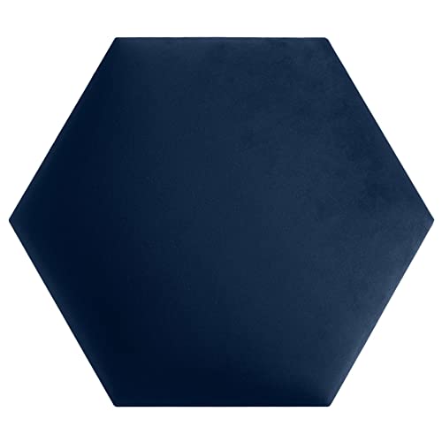 softwalls Wandkissen Hexagon Stoff mit 50mm Polsterung - Bett Kopfteil Wandpolster - Wandverkleidung - Wandpaneele | 40 x 34.5 Blau von softwalls