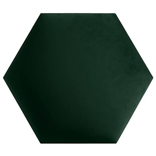 softwalls Wandkissen Hexagon Stoff mit 50mm Polsterung - Bett Kopfteil Wandpolster - Wandverkleidung - Wandpaneele | 40 x 34.5 Dunkelgrün von softwalls